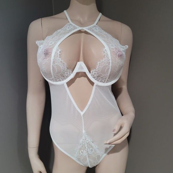 Lace Mesh Cut-out Teddy Bodysuit Lingerie - Picture 2 of 7